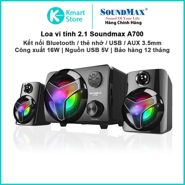 Loa Vi Tính 2.1 SoundMax A700 / A600 | 16W , kết nối Bluetooth/AUX/USB/Thẻ | Nguồn USB 5V | Bảo hành 1 năm - Ảnh 10