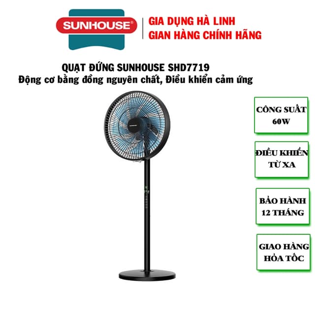Quạt đứng 8 cánh Sunhouse SHD7346, Công suất 60W, 3 chế độ gió, Hẹn giờ linh hoạt, Có điều khiển từ xa, BH 12 tháng - Ảnh 12