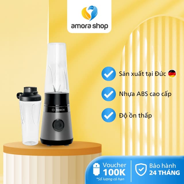 Máy Xay Sinh Tố BOSCH Mini MMB2111S, Công Suất 450W, Cơ Chế Vặn Xoắn - Bảo Hành Chính Hãng 24 Tháng - Ảnh 11