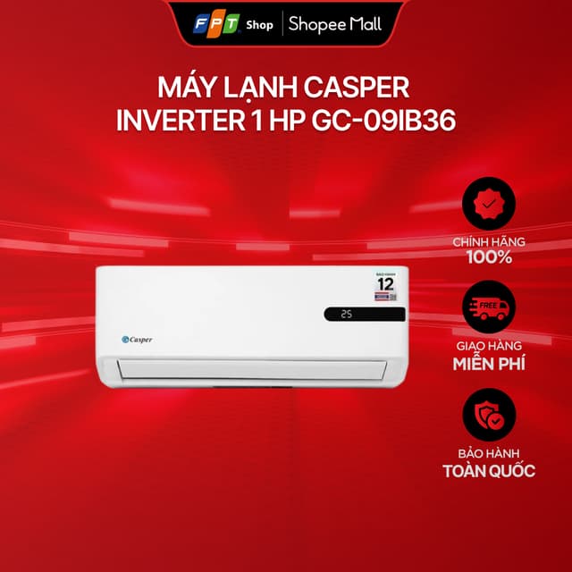 [Miễn phí giao hàng - Không lắp đặt] Máy Lạnh Casper Inverter 1 HP GC-09IB36 - Ảnh 1