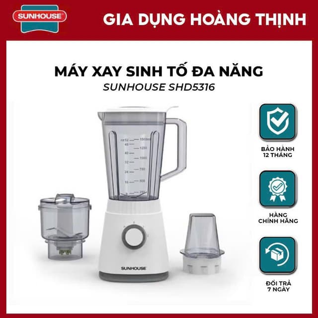MÁY XAY SINH TỐ ĐA NĂNG 3 Cối SUNHOUSE SHD5316_Hàng chính hãng - Ảnh 6