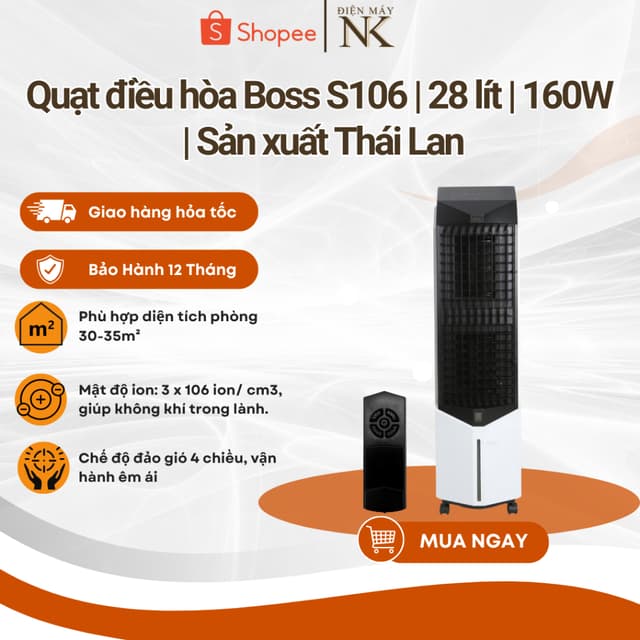 Quạt điều hòa Boss S106 | 28 lít | 160W - Bảo hành 12 tháng - Ảnh 9