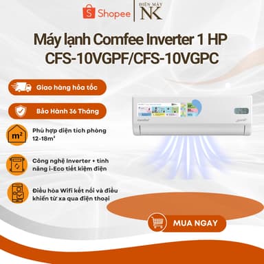 So sánh giá Máy lạnh Comfee Inverter 1 HP CFS-10VGPF/CFS-10VGPC - Bảo Hành 36 Tháng rẻ nhất?