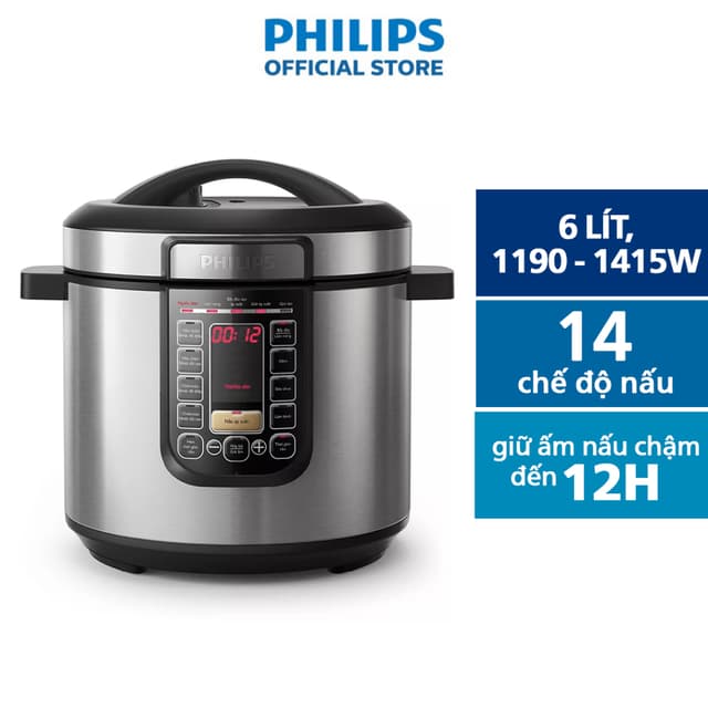 Nồi áp suất điện Philips HD2237/66 6 lít | 1190 - 1415W Hàng Chính Hãng - Ảnh 11