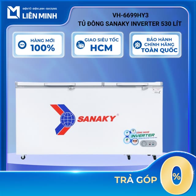 VH-6699HY3 - Tủ Đông Sanaky Inverter 530 Lít VH-6699HY3 - Tiết Kiệm Tới 50% Điện Năng - Làm Lạnh 360 Độ - Ảnh 3