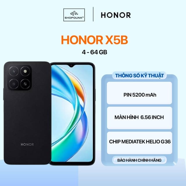 Điện thoại HONOR X5B 4GB + 64GB | Pin 5200mAh 90Hz | Màn hình 6.56 inch | BH 12 Tháng - Ảnh 5