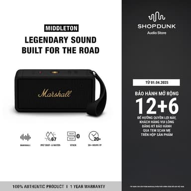So sánh giá Loa Marshall Bluetooth MIDDLETON Portable - Pin lên đến 20h - Bảo Hành Chính Hãng ASH rẻ nhất?