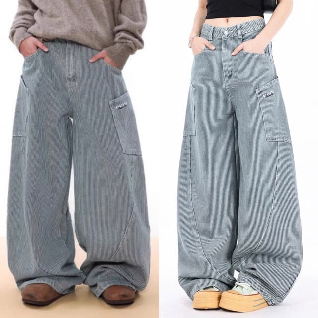 [DEAL MỞ BÁN] Quần Kaki Jeans MELI Ống Rộng Thiết Kế Sọc ZooZoo TẠI XƯỞNG - Ảnh 2