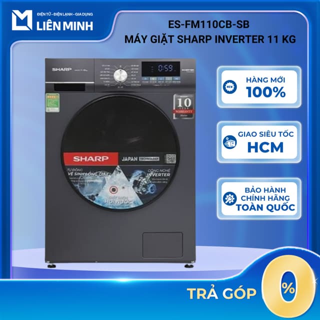 ES-FM110CB-SB - Máy Giặt Sharp Inverter 11 Kg - Máy Giặt Cửa Trước Phù Hợp 7 Người - Bảo Hành Chính Hãng [GIÁ MÁY] - Ảnh 2