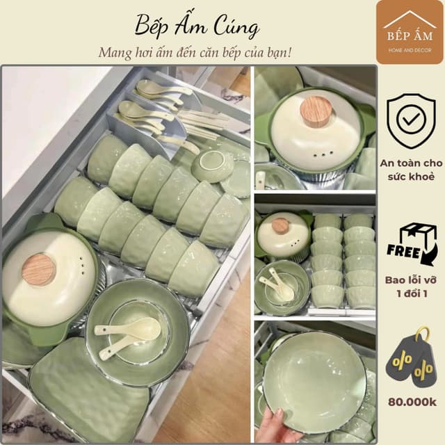 Bộ bát đĩa sứ chén dĩa tô sứ Xanh bơ kem be tím vân đá độc đáo phong cách Hàn Quốc bếp ấm cúng - Ảnh 12