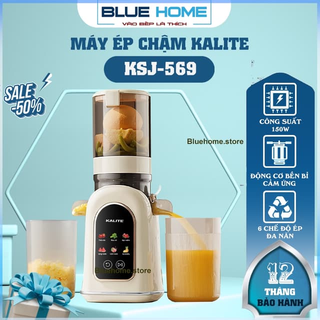 Máy Ép Chậm Kalite KSJ569, Ống Tiếp Rộng 105mm - Ép Kiệt Bã Rau Củ Quả, Hàng Chính Hãng - Ảnh 7