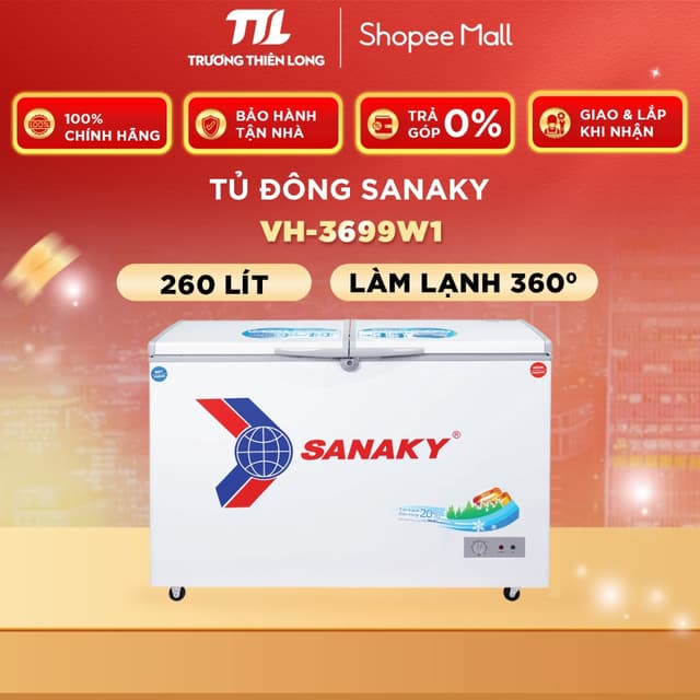 VH-3699W1 - Tủ Đông Sanaky 260 Lít VH-3699W1 [FREESHIP HCM] - Ảnh 4