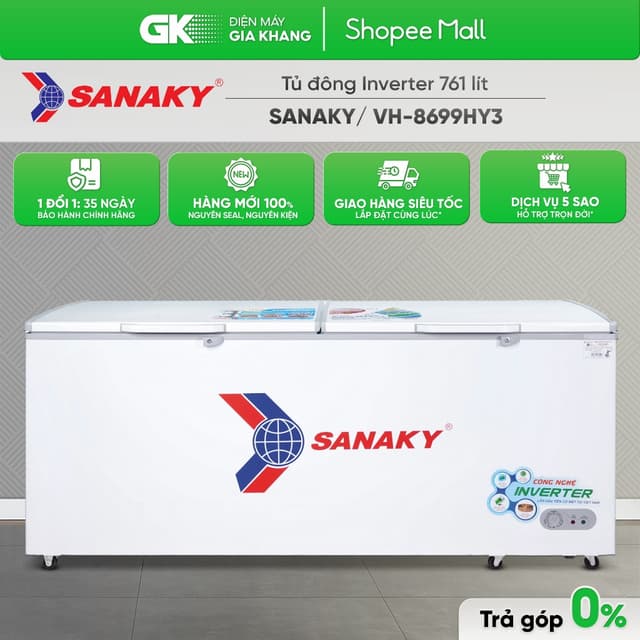 VH-8699HY3 - Tủ Đông Sanaky Inverter 761 Lít VH-8699HY3 2 Cửa 1 Ngăn Đông [Freeship HCM] - Ảnh 1