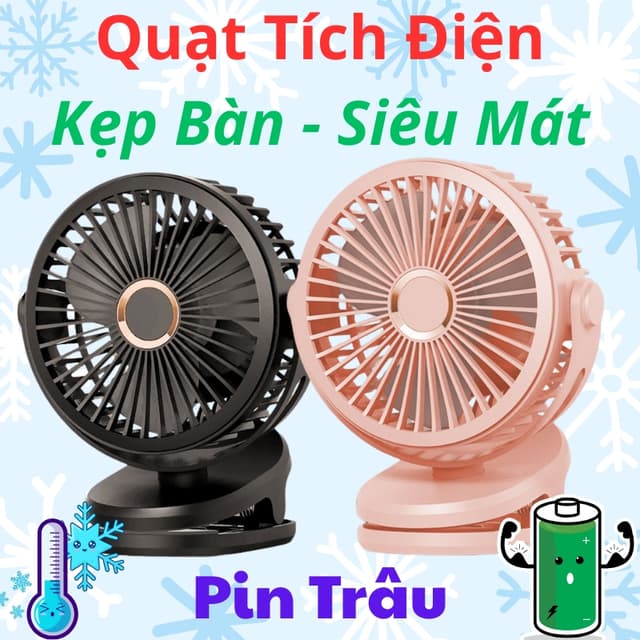 Quạt Tích Điện Mini Kẹp Bàn Văn Phòng, Đèn LED, Pin Trâu Cao Cấp – Quạt Để Bàn Tiện Dụng Sạc Type-C - Ảnh 11