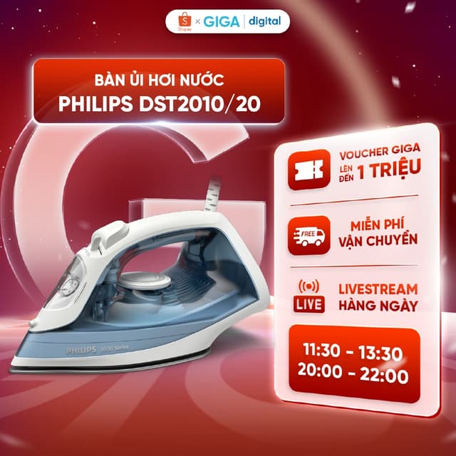 Bàn ủi hơi nước Philips DST2010/20 2000W - Mặt đế Ceramic - Tự Ngắt Khi Quá Nhiệt - Ảnh 4