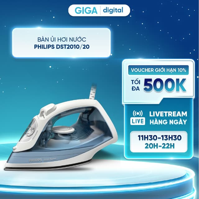 Bàn ủi hơi nước Philips DST2010/20 2000W - Mặt đế Ceramic - Tự Ngắt Khi Quá Nhiệt - Ảnh 9