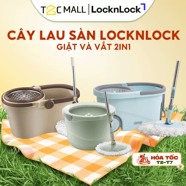 Bộ Cây Lau Nhà LocknLock Tự Vắt Thông Minh Lau Nhà 360 Độ Kèm 4 Bông Lau ETM498MITS2 T2CMall - Ảnh 11