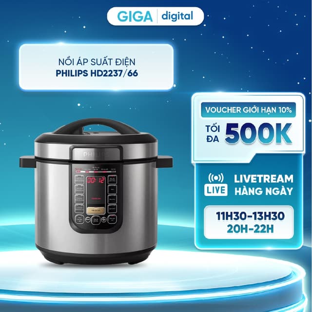 Nồi áp suất điện Philips HD2237/66 6 lít - 1190 - 1415W - Ảnh 10