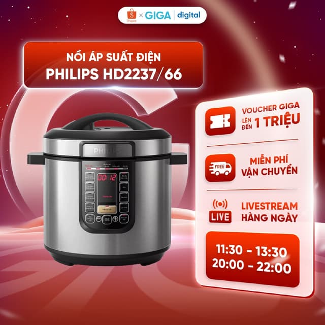Nồi áp suất điện Philips HD2237/66 6 lít, Tốn Ít Thời Gian Hơn - Lòng Nồi Hợp Kim Nhôm Bền Bỉ - Ảnh 5