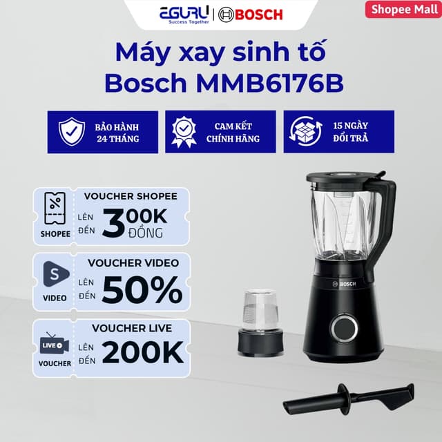 Máy xay sinh tố Bosch MMB6176B / Bosch MMB6141B - 1200W | Bảo Hành Chính Hãng 24 Tháng - Ảnh 11