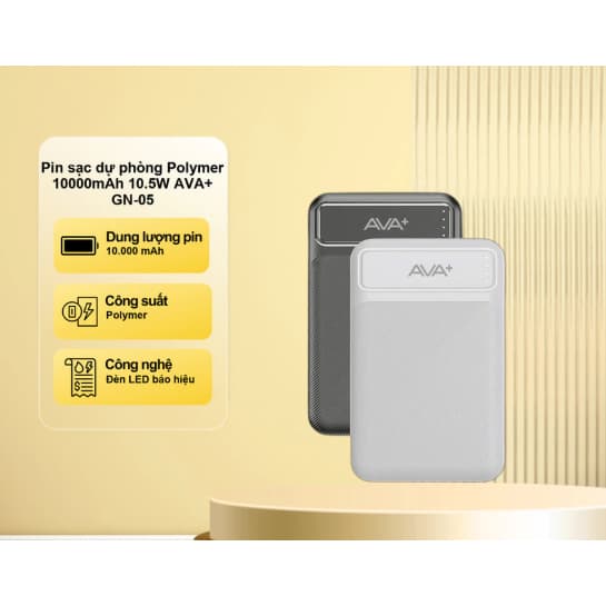 [SHIP HỎA TỐC] Pin sạc dự phòng Polymer 10000mAh 10.5W AVA+ GN-05 - Ảnh 4