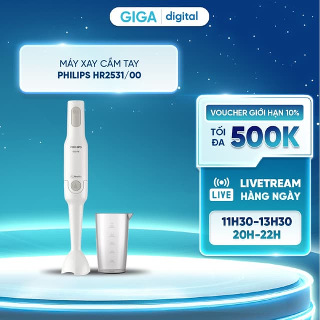 Máy xay cầm tay Philips HR2531/00 650W - Cối xay 0.5L đi kèm - Hàng chính hãng - Ảnh 4