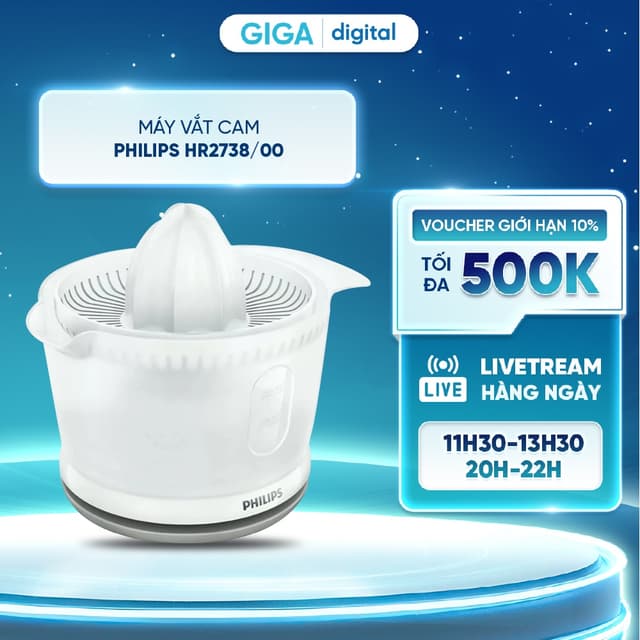 Máy vắt cam Philips HR2738/00 0.5L 25W - Hàng chính hãng - Ảnh 10