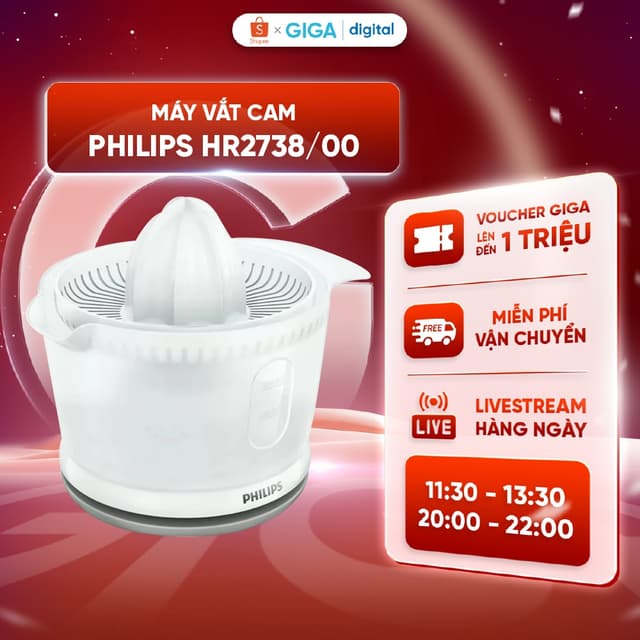 Máy vắt cam Philips HR2738/00 0.5L 25W - Hàng chính hãng - Ảnh 7