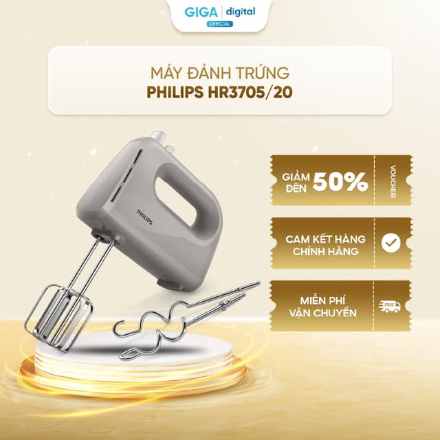 Máy đánh trứng Philips HR3705/20 300W- Đánh trứng/ Đánh kem/ Đánh bột - Ảnh 7