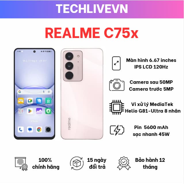 Điện thoại realme C75x 6GB/128GB /Pin 5600 mAh/ Sạc nhanh/ Bền Bỉ / Kháng Nước - Ảnh 8