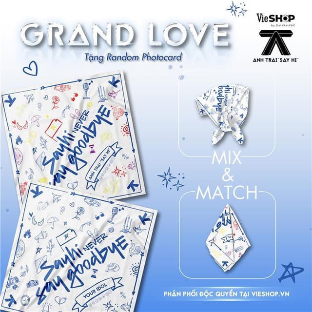 [Top Bán Chạy] Khăn lụa bandana Anh Trai "Say Hi" Bandana / Grand Love VieSHOP - Tặng 1 card bo góc - Ảnh 1