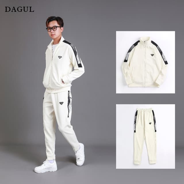 Bộ thể thao nỉ ép dày dặn DAGUL nam nữ 2 mẫu phối viền và phối cầu vai fashion, áo có logo kim loại và logo dập nổi, túi - Ảnh 7