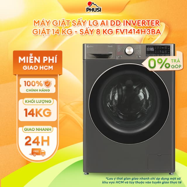 FV1414H3BA Máy giặt sấy LG AI DD Inverter giặt 14 kg, sấy 8 kg- Hàng Chính Hãng [MIỄN PHÍ GIAO LẮP] - Ảnh 11