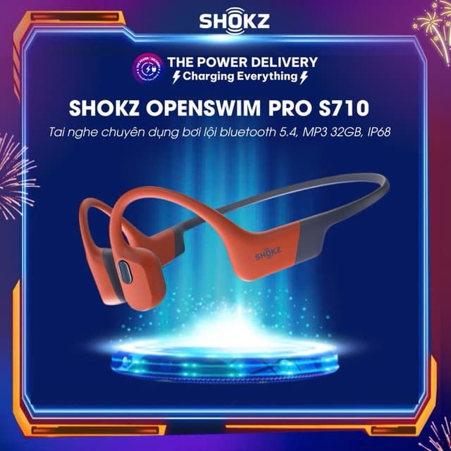 Tai Nghe Chuyên Dụng Bơi Lội Truyền Âm Thanh Qua Xương SHOKZ OPENSWIM PRO S710, Bluetooth 5.4, Kết Hợp MP3 32GB, IP68 - Ảnh 10