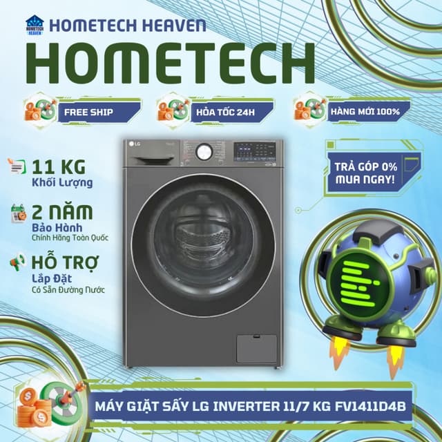 [GIAO LẮP MIỄN PHÍ] Máy giặt sấy LG Inverter giặt 11 kg - sấy 7 kg FV1411D4B - Hàng Chính Hãng, Mới 100% - Ảnh 5