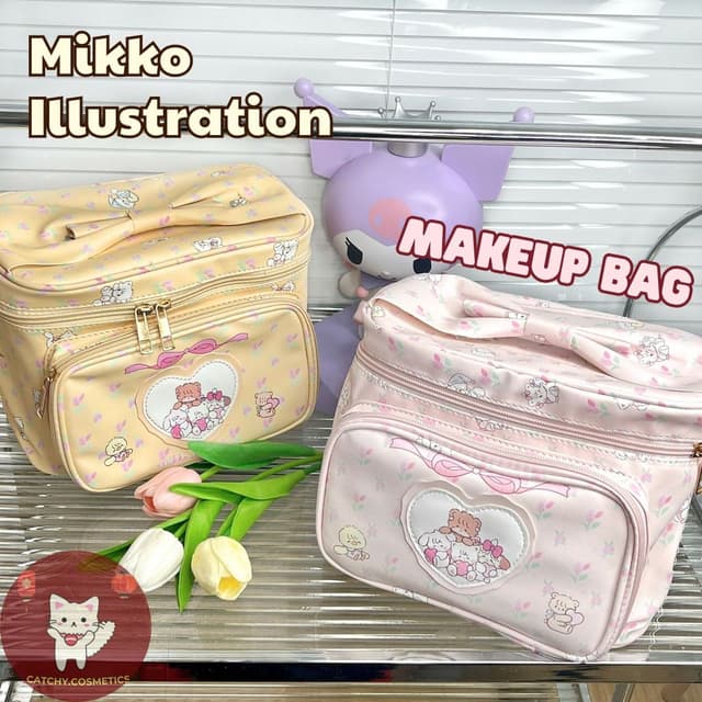 Túi Đựng Đồ Trang Điểm Makeup Cỡ Lớn Hoạ Tiết Mikko Đáng Yêu Size L Có Khoá Kéo Đa Năng Tiện Lợi Đi Du Lịch - Ảnh 6