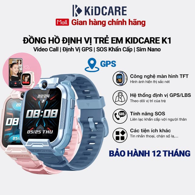Đồng hồ thông minh trẻ em Kidcare K1 định vị GPS gọi video call chụp ảnh từ xa - Ảnh 5