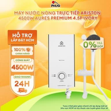 So sánh giá AURES PREMIUM 4.5P IVORY - Máy nước nóng trực tiếp Ariston 4500W - Có Bơm Trợ Lực, Kèm Vòi Sen rẻ nhất?