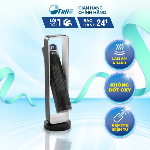 Quạt sưởi gốm để sàn Ceramic FUJIE CH-2400 tự ngắt khi quá nhiệt nghiêng đổ, điều khiển từ xa - Ảnh 5