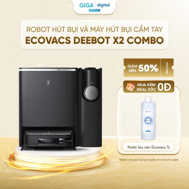 Robot hút bụi lau nhà và máy hút bụi cầm tay Ecovacs Deebot X2 Combo - Lực hút cực mạnh lên tới 8.700Pa - BH 24 Tháng - Ảnh 3