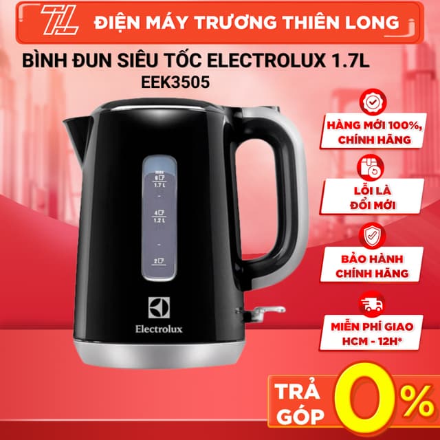 EEK3505 - Bình Đun Siêu Tốc Electrolux 1.7 Lít EEK3505 Công Suất 1850 /2200W, Đế Xoay 360 Độ - Ảnh 1