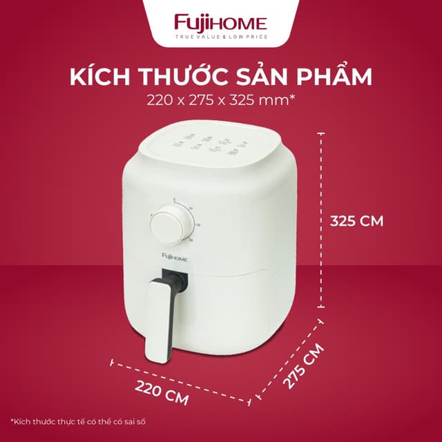 Nồi chiên không dầu 3.2 Lít FUJIHOME A3B mini có chống dính - Ảnh 6