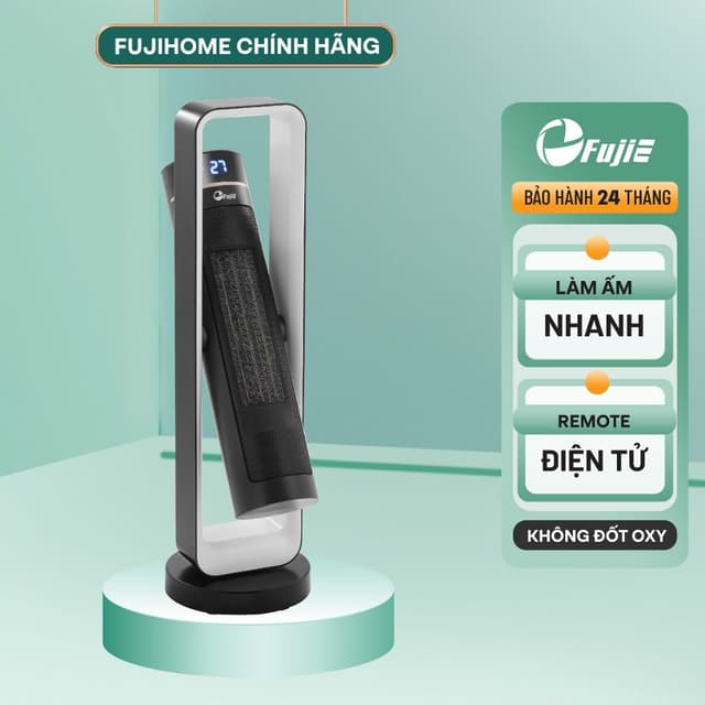 Quạt sưởi gốm để sàn Ceramic FUJIE CH-2400 tự ngắt khi quá nhiệt nghiêng đổ, điều khiển từ xa - Ảnh 6
