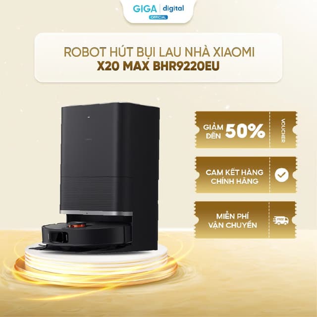 Robot hút bụi lau nhà Xiaomi X20 Max BHR9220EU - Lực hút 8000Pa - Pin 5200mAh - Trạm sạc All in One - Ảnh 3
