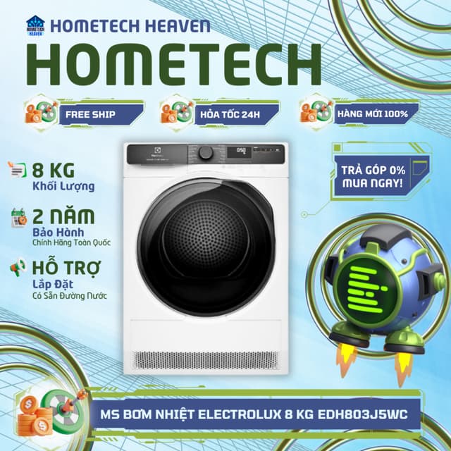 [EDH803J5WC - Máy sấy bơm nhiệt Electrolux UltimateCare 8 kg EDH803J5WC - BH Chính Hãng - Ảnh 3