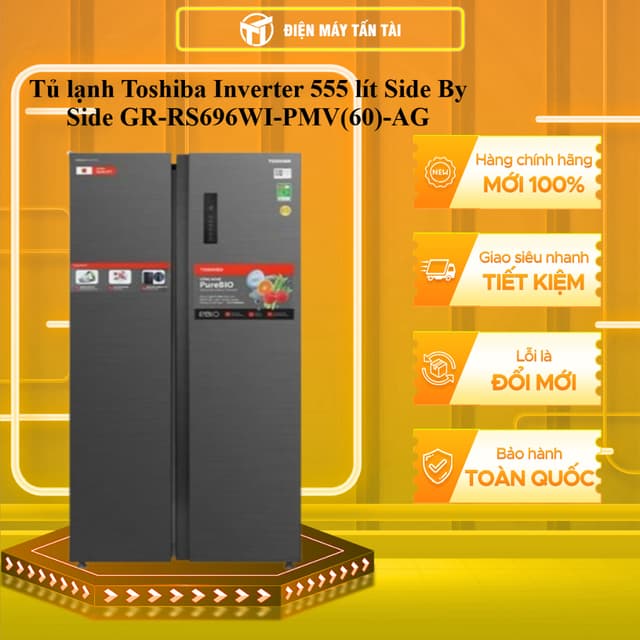 GR-RS696WI-PMV(60)-AG - Tủ lạnh Toshiba Inverter 555 lít Side By Side GR-RS696WI-PMV(60)-AG Mẫu mới - Ảnh 1