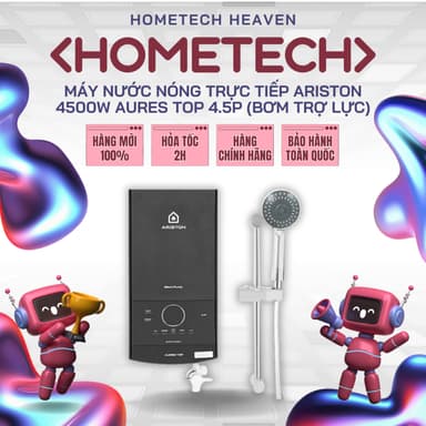 So sánh giá AURES TOP 4.5P [BƠM TRỢ LỰC] Máy nước nóng trực tiếp Ariston 4500W AURES TOP 4.5P - Hàng Chính Hãng, Mới 100% rẻ nhất?