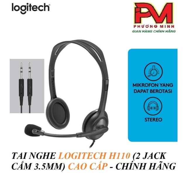 Tai nghe Logitech H110 2 Jack cắm và H111 1 Jack với âm thanh nổi có dây cao cấp - Hàng chính hãng - Ảnh 6
