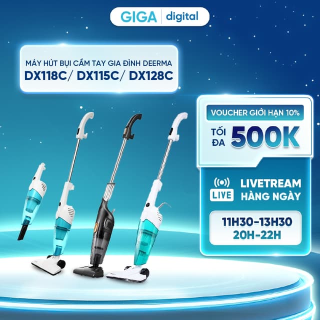 Máy hút bụi cầm tay gia đình Deerma DX118C / DX115C / DX128C -  Công suất 400W-600W  3 đầu hút, dây 4.5m - Ảnh 6
