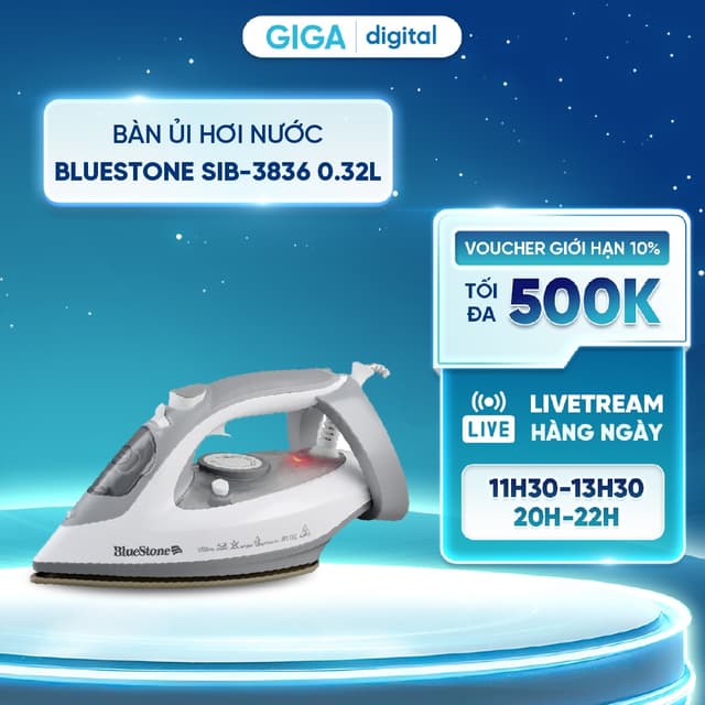 Bàn Ủi Hơi Nước BlueStone SIB-3836 0.32 Lít 2600-3100W - Chống vôi hoá, chống nhỏ giọt, tự làm sạch và tự động ngắt điện - Ảnh 12